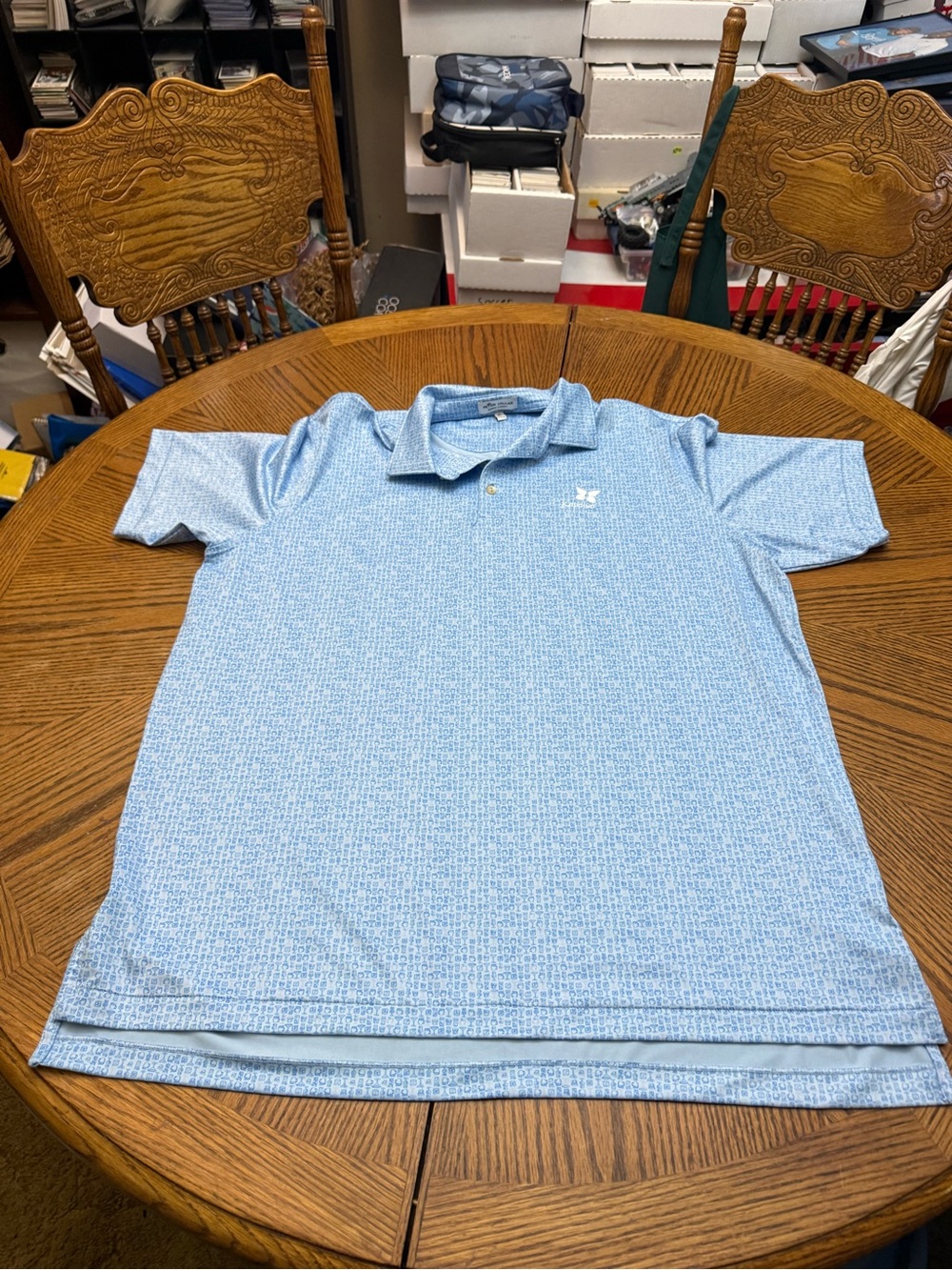 Peter Millar Light Blue Micro-Print Polo